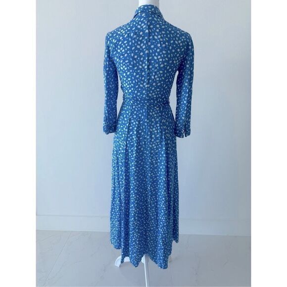 Blogger Favorite Zara The Marilyn Blue Polka Dot Button Down Shirt Maxi Dress - Picture 6 of 9